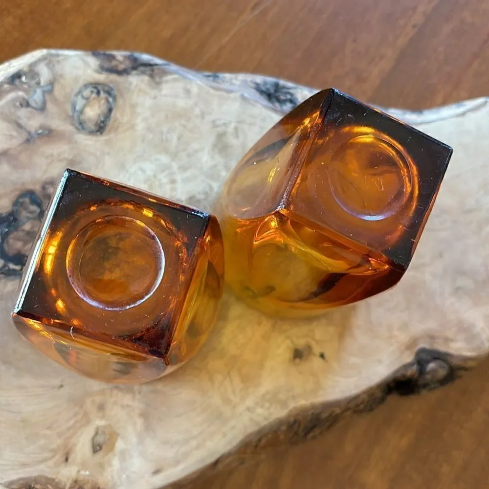 Mid Century Vanity Amber by Colony On the Rocks Barware Glasses
